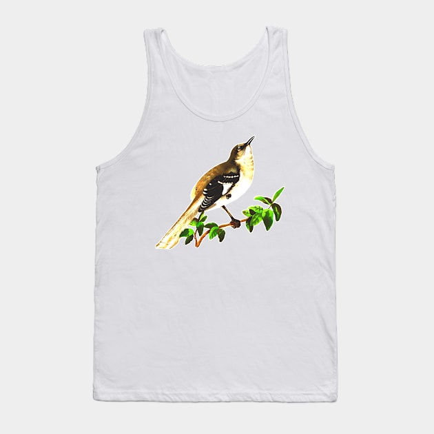 Bird on the green branch Tank Top by Marccelus